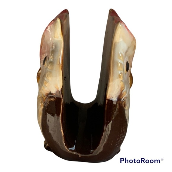 Owl Napkin Holder Hand Painted Glazed Ceramic Rustic Fall Autumn Colors - Picture 4 of 8